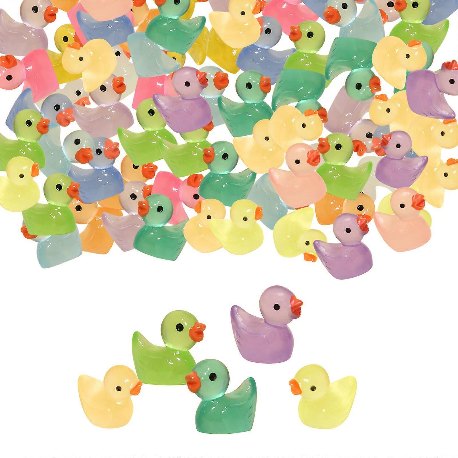 100PCS Mini Resin Ducks Tiny Luminous Ducks for Decorative Use in Gardens