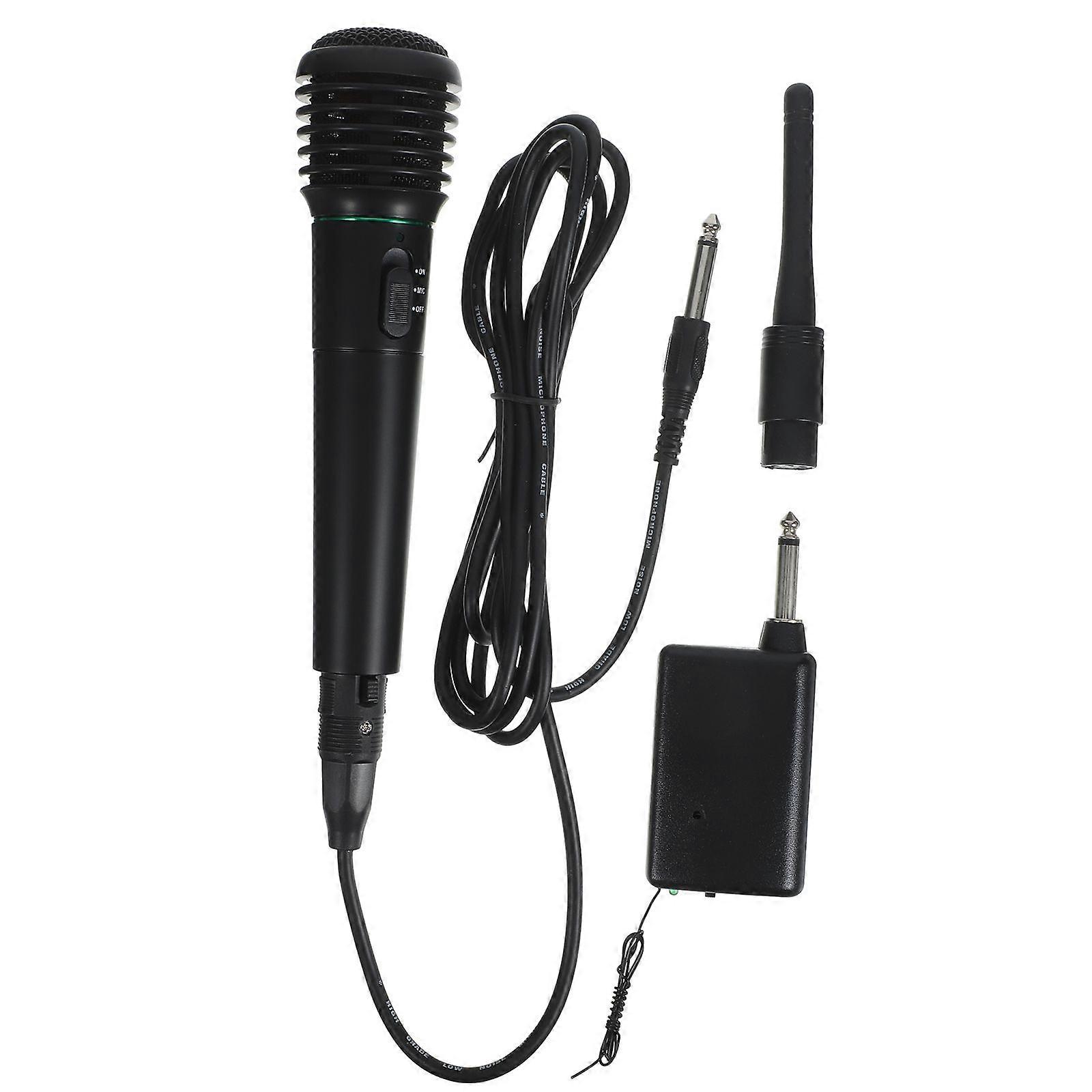 2in1 Handheld Wired & Wireless Cordless Microphone Karaoke System Undirectional (Black)