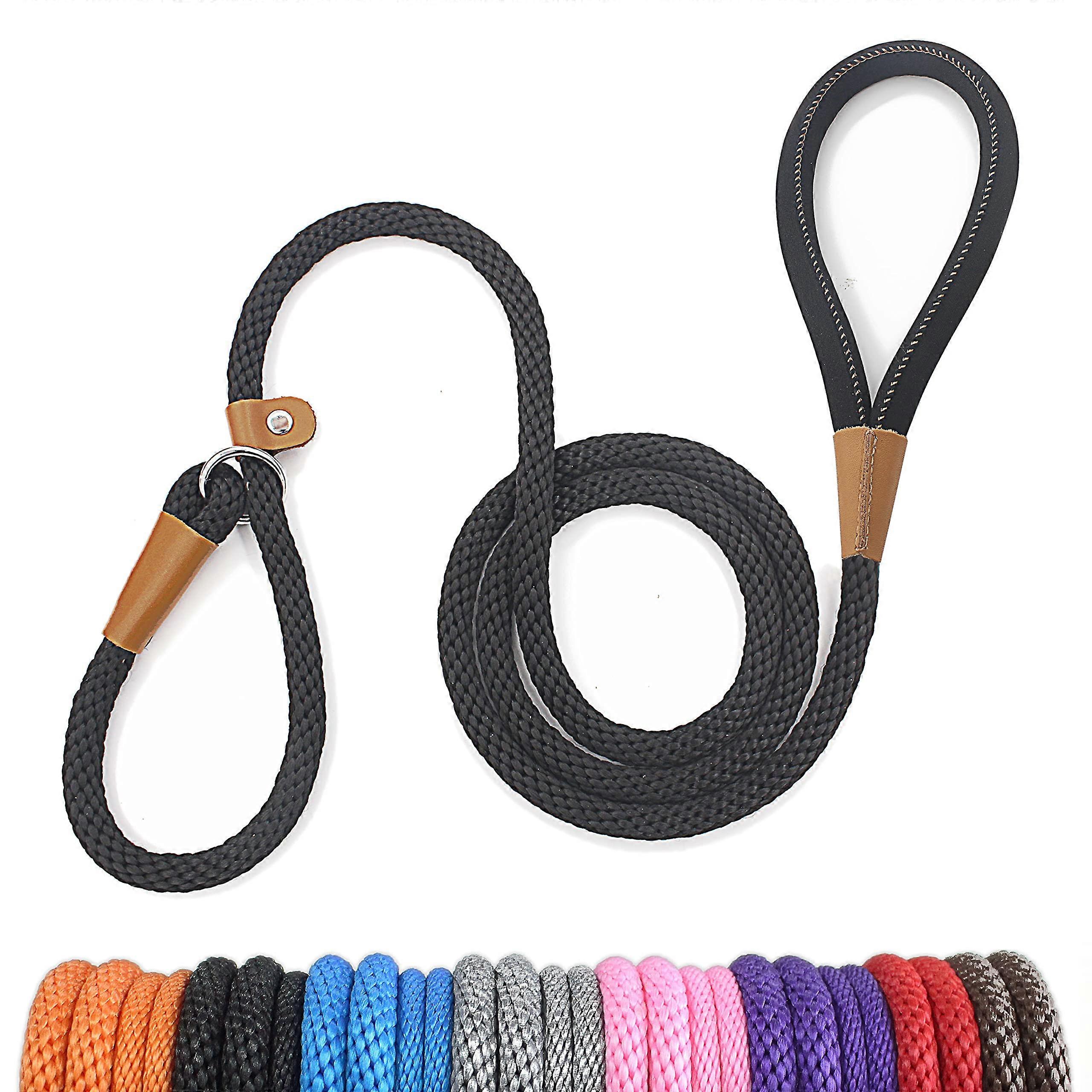 Strong Braided No Pull Dog Leash for Training 5 6 8 FT Heavy Duty Nylon with Padded Handle for Medium to Large Dogs
