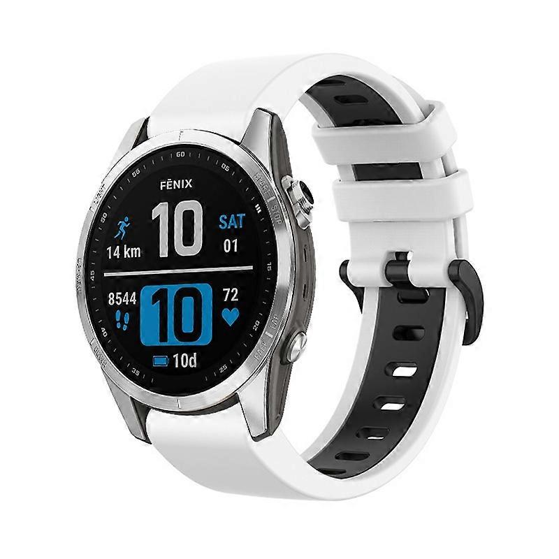 Para Garmin Fenix 7 22mm Correa de reloj deportiva de silicona bicolor