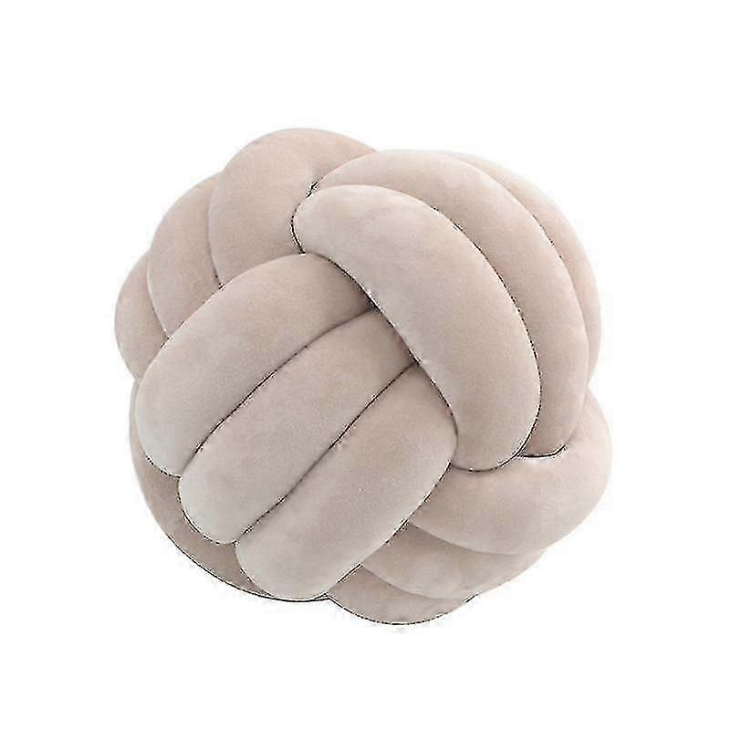 Soft Knot Ball Throw Pillow Home Decor Cushion Plush Throw Knotted Pillow Handmade Round Pillow Knotted Bedroom Decor,7.9x7.9in-light Brown
