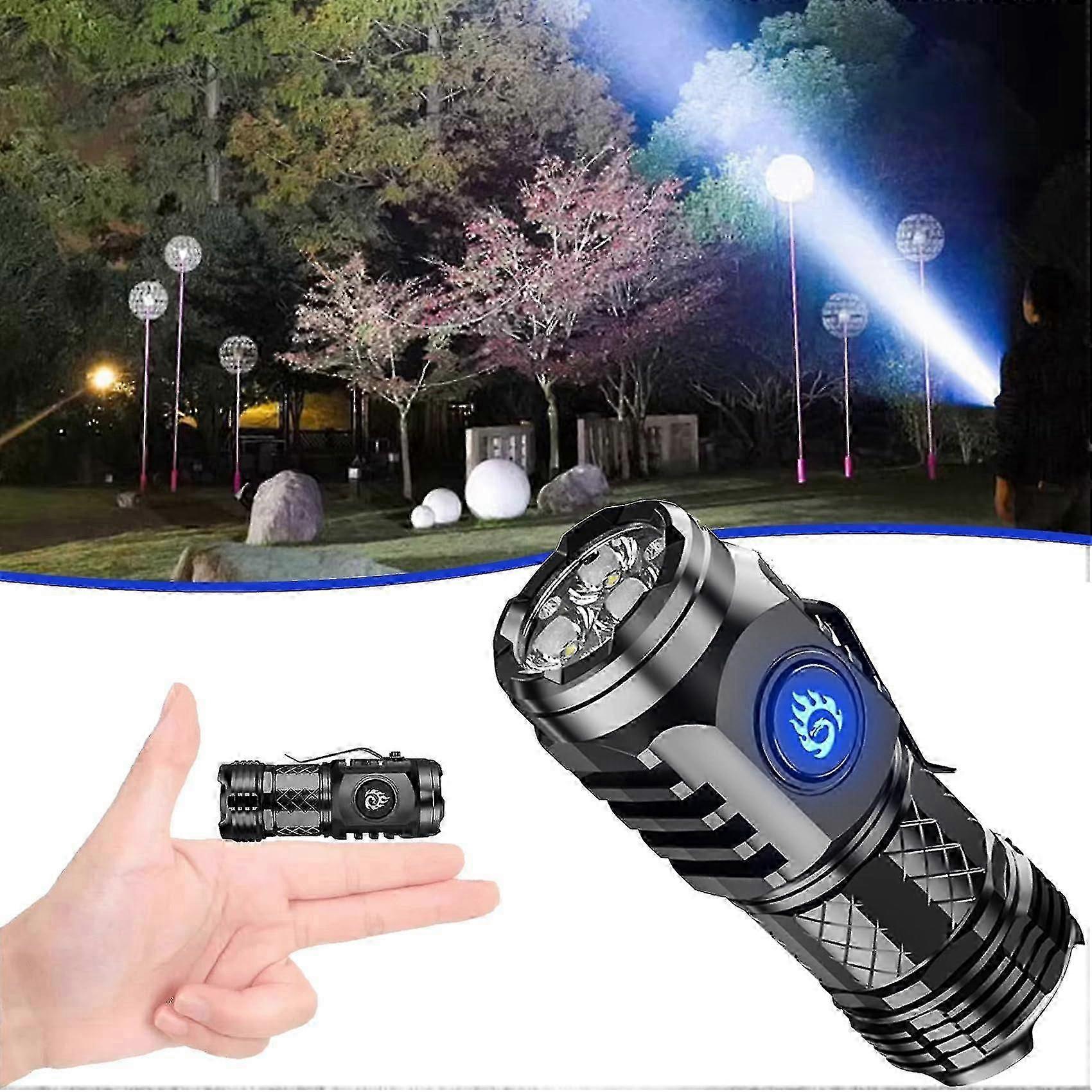 Mini Flash Super Power Flashlight, Thumb Flashlight Mini Flashlights, Multi-Functional Mini Pen Clip Flashlight Light Steel High Lumen Rechargeable