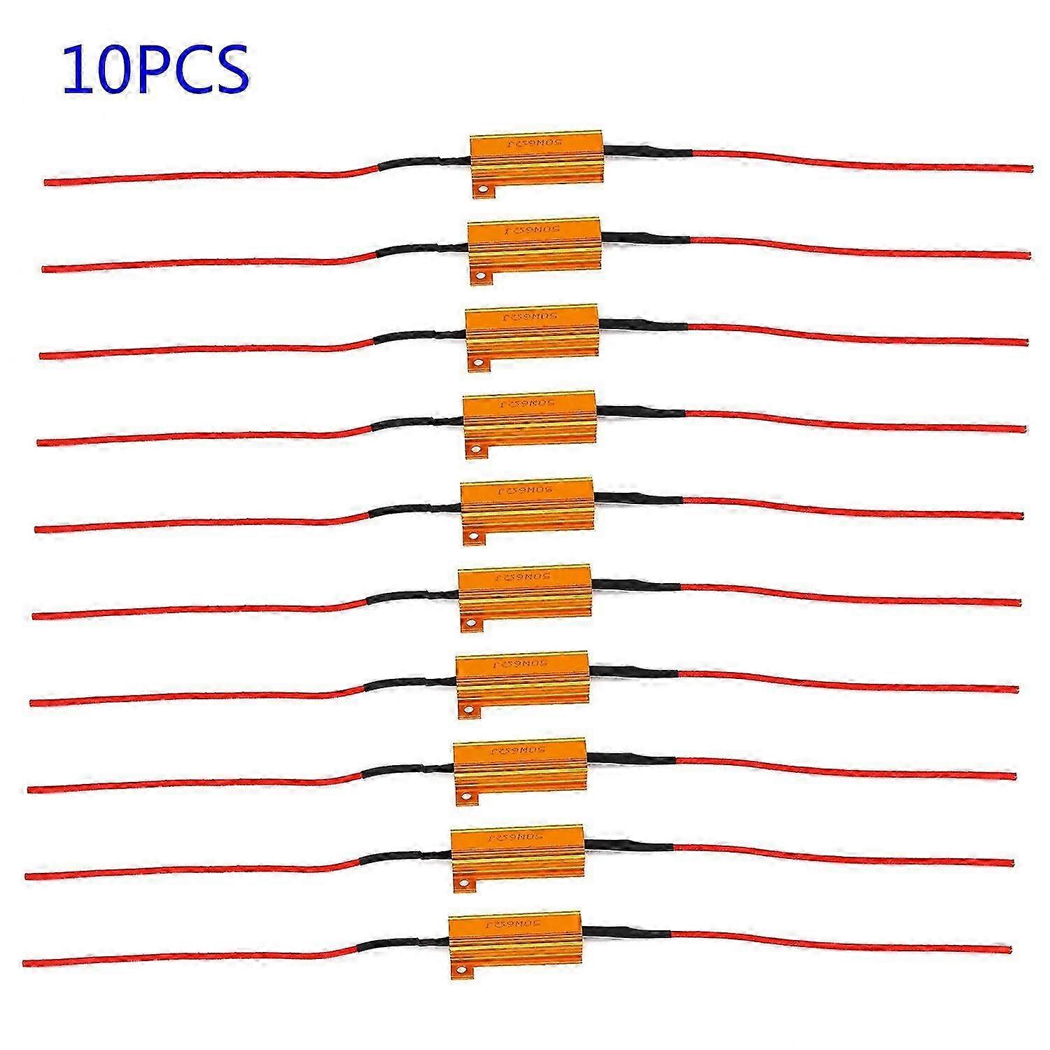 High quality10Pcs 50W 6 Ohm Load Resistor Canbus Anti-Flashing Decoders For LED Bulb Brake Light Turn Signal Fog Lamp Daytime Running Light