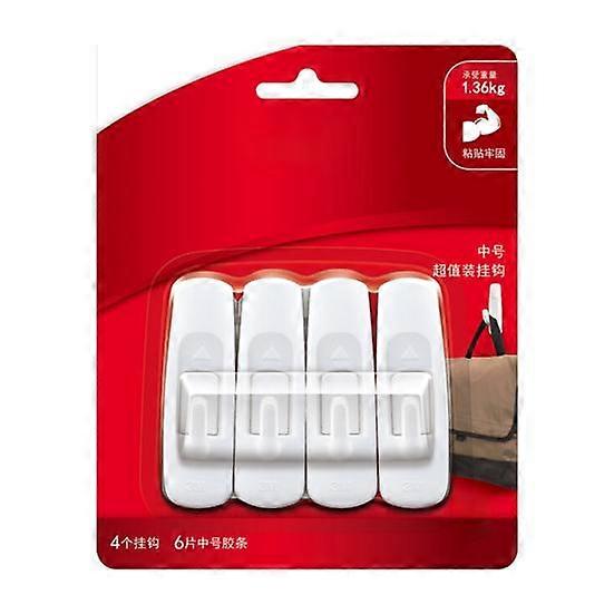 4Pcs Traceless Μεγάλα Άγκιστρα Χρησιμότητας 2kg Χωρητικότητα φορτίου αυτοκόλλητα Απλή εγκατάσταση Άγκιστρα τοίχου χωρίς ζημιές