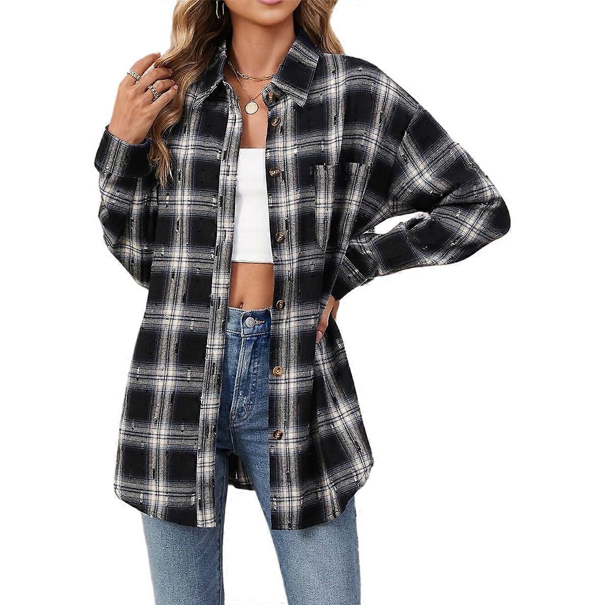 Flannel Shirts Shacket Black and Blue XXL