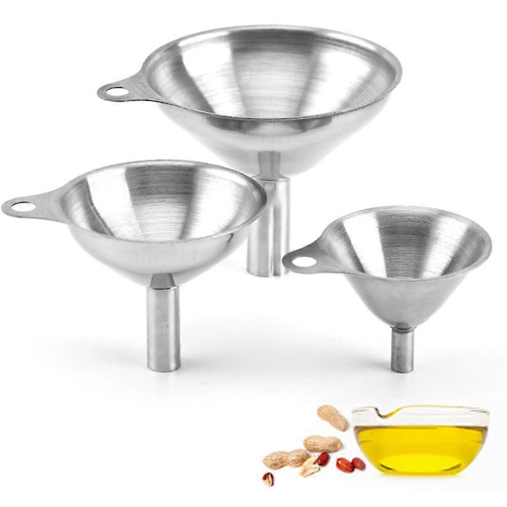 Funil de aço inoxidável, conjunto de filtro de funil de aço inoxidável de 3 peças com alça