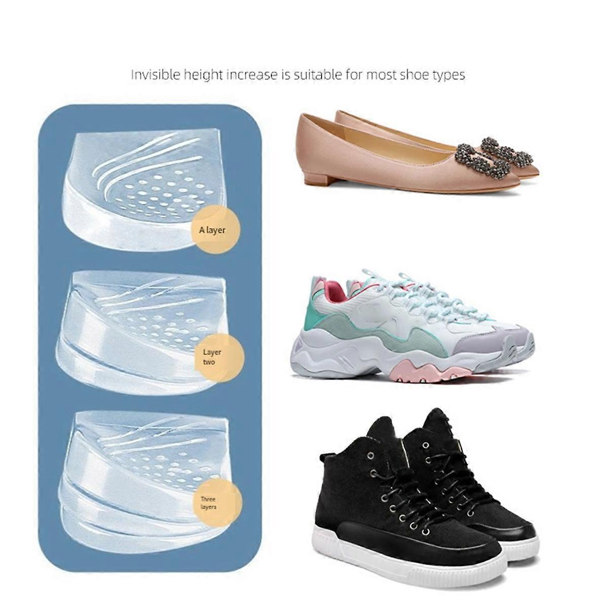 3-Layer Height Increase Insoles, Adjustable XO-Style Legs, S