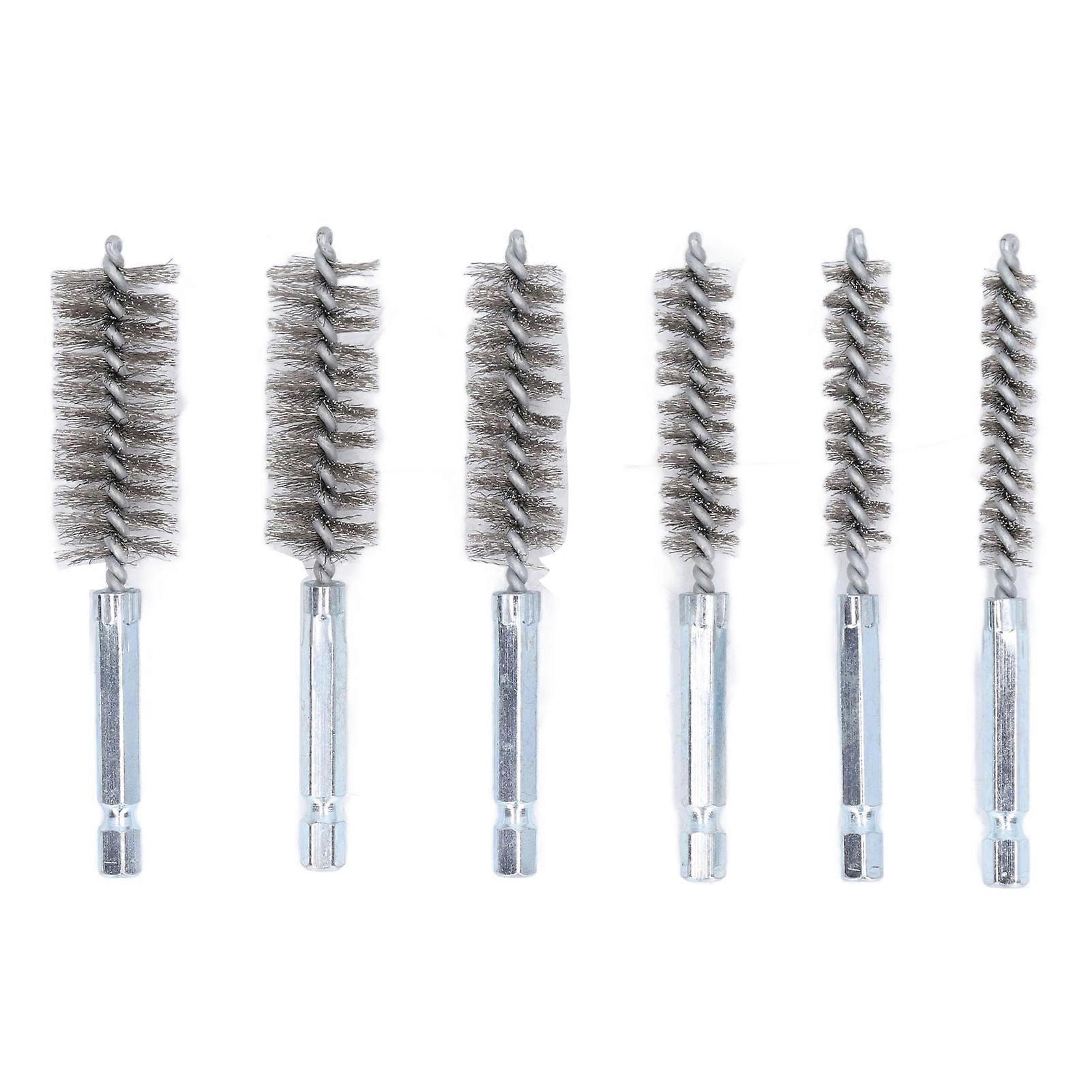 6PCS Bore Brush 4in Rust Proof Twisted Wire Cleaning Brush with 1/4in Hex Shank for Electric Drill Impact Driver