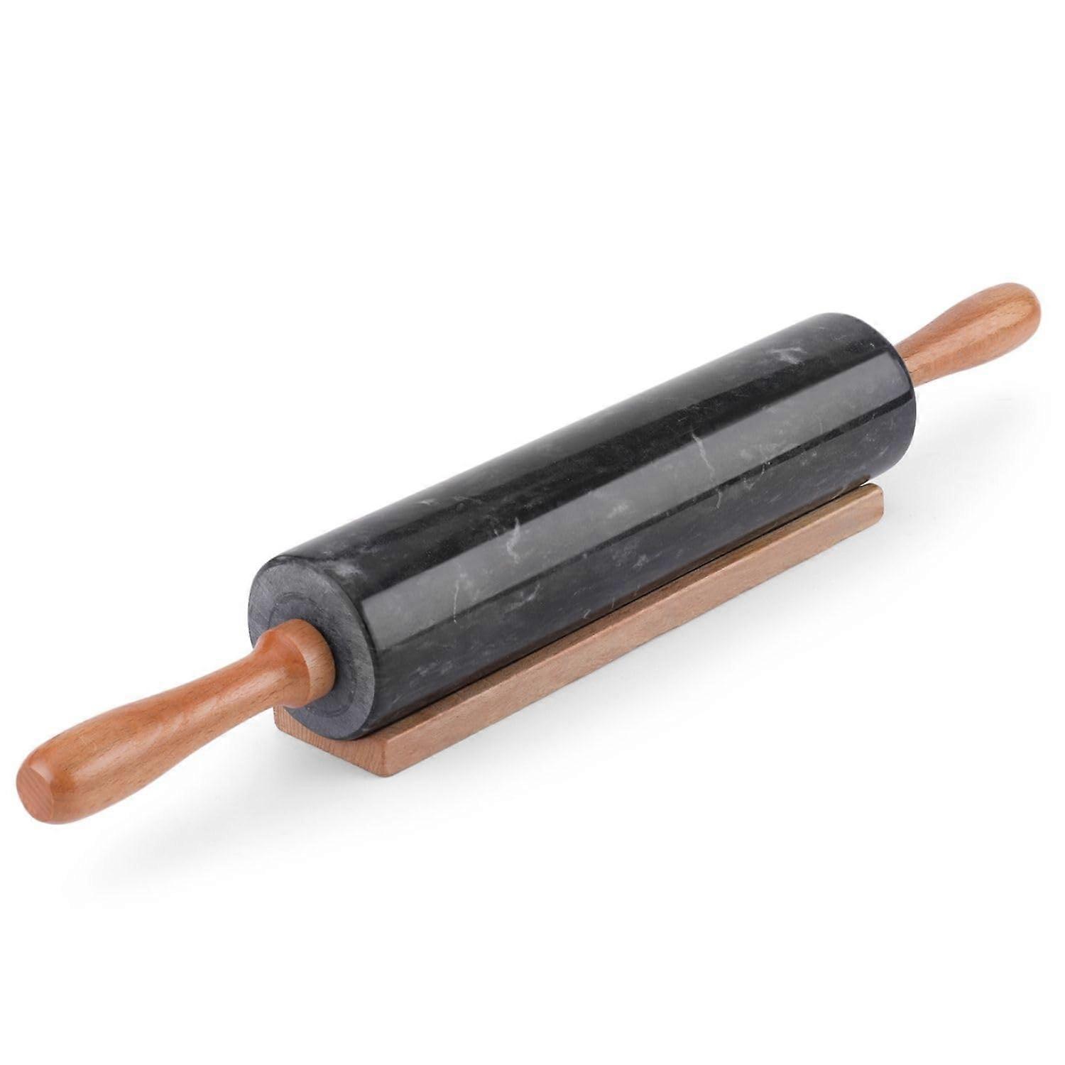 Black Marble Rolling Pin 10-Inch for Baking Pastry and Pizza Dough, Heavy-Duty Marble Construction, Ideal for All Dough Types