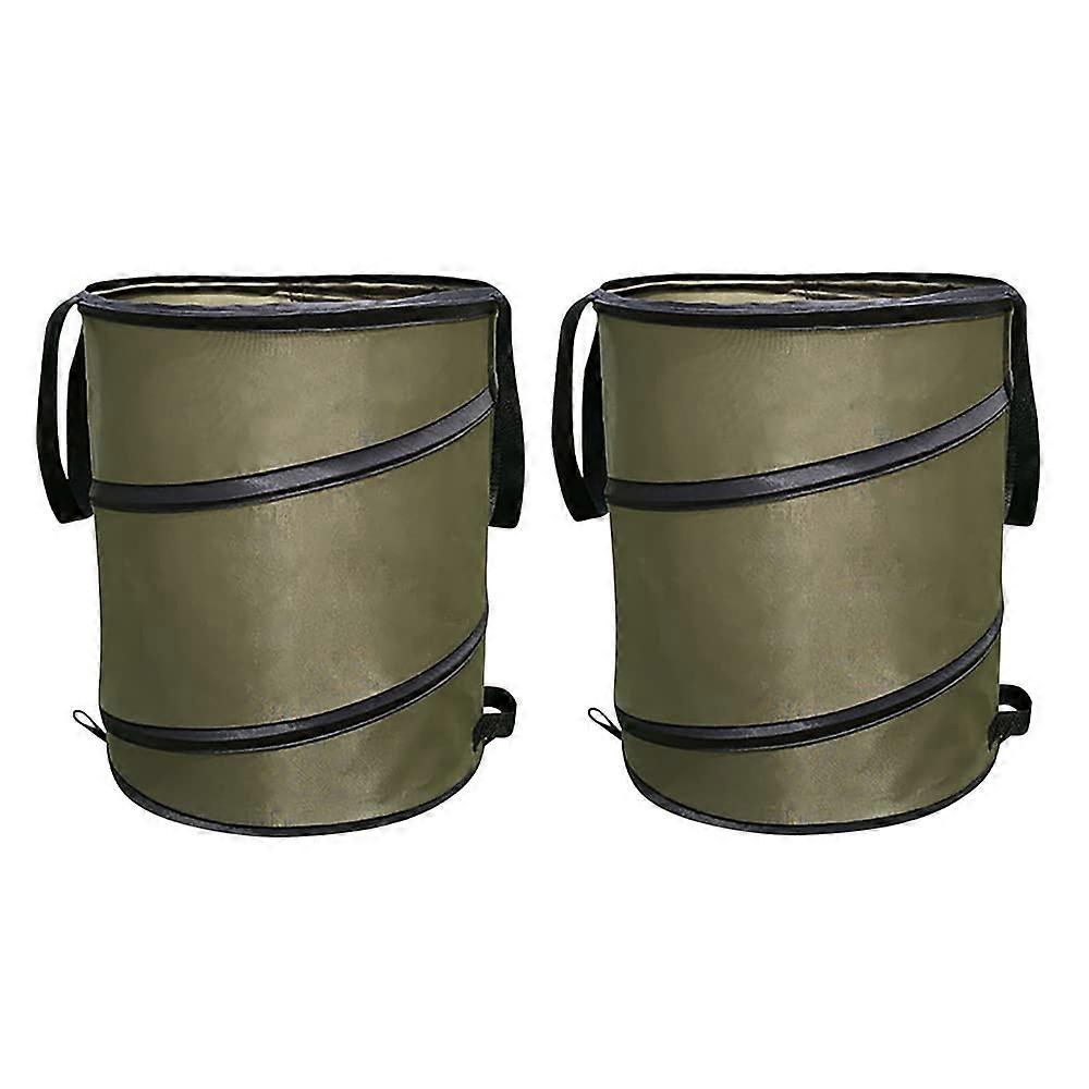 2 Pack Pop Up Reusable Collapsible Trash Can for Camping 10 Gallon