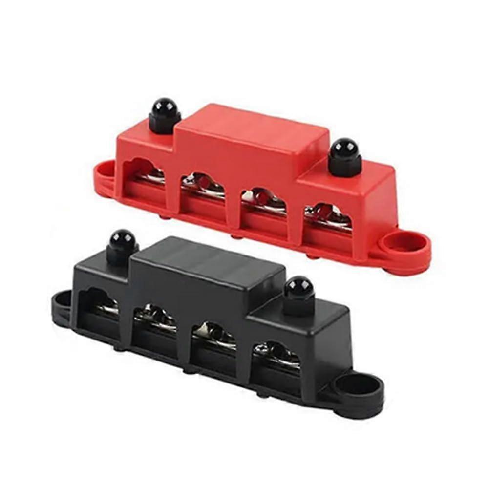 Cninba13 1 Pair M8 Marine Terminal Busbar 4Post Power Distribution Block With PC Cover Red And Black For Trucks RVs