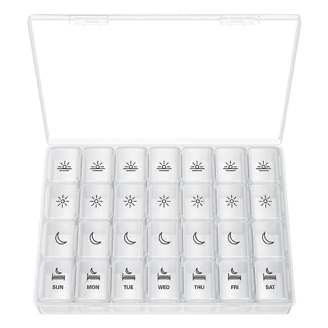 XL Pill Organizer 4 Times a Day, Extra Weekly Large Pill Box Case, 7 Day Vitamin Container