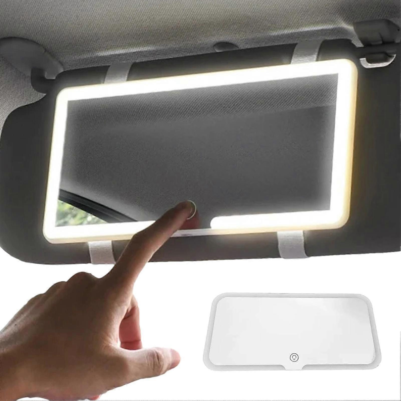 Car Sun Visor Vanity Mirror Light, Light Mirror for Car Vizier, LED Car Makeup Mirror 3 Light Mode, Rechargeable Dimmable Touch