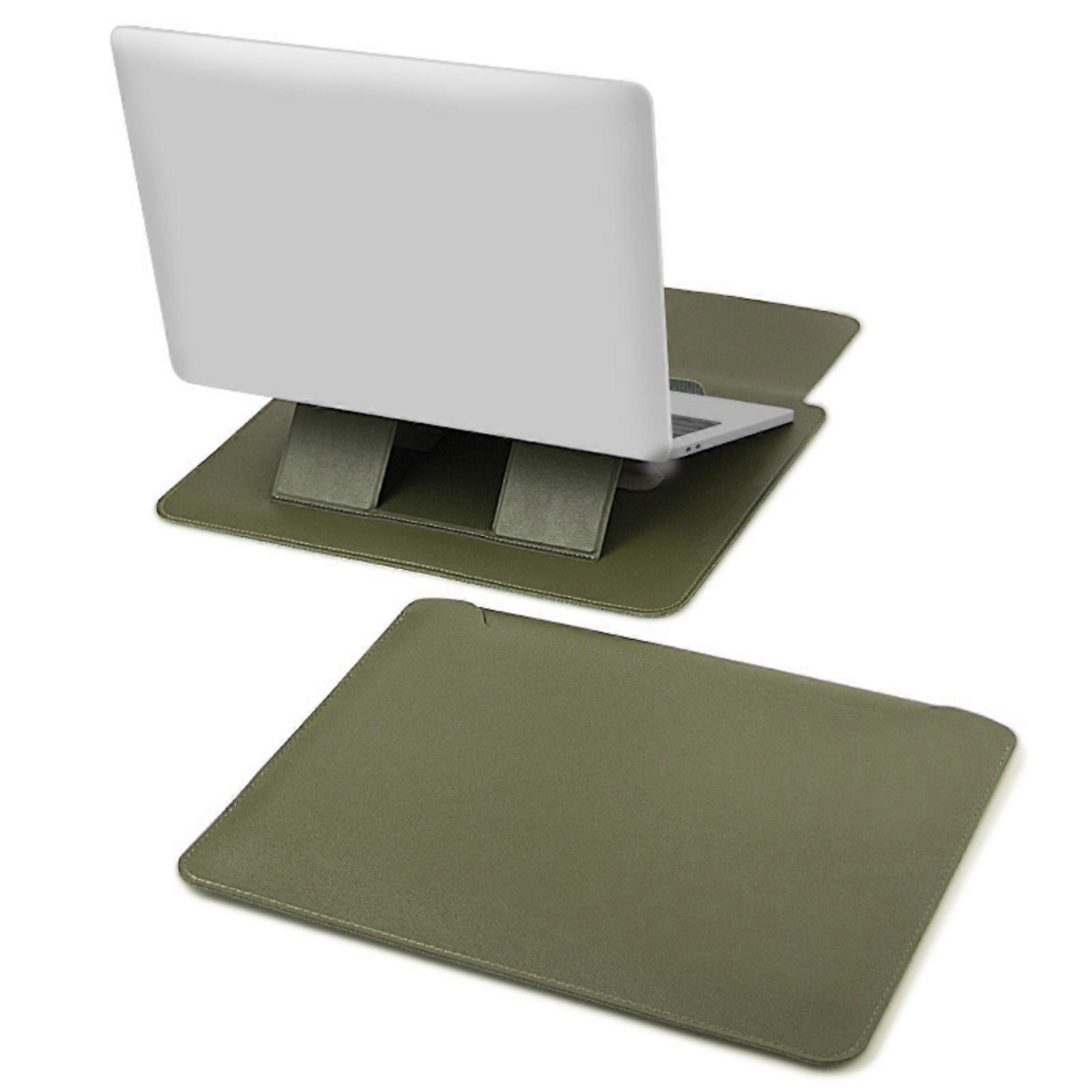 Capa de Laptop de Couro PU Portátil e Suporte Ajustável Fit 13 polegadas 14 polegadas PC Laptop Tablets Verde 13 "