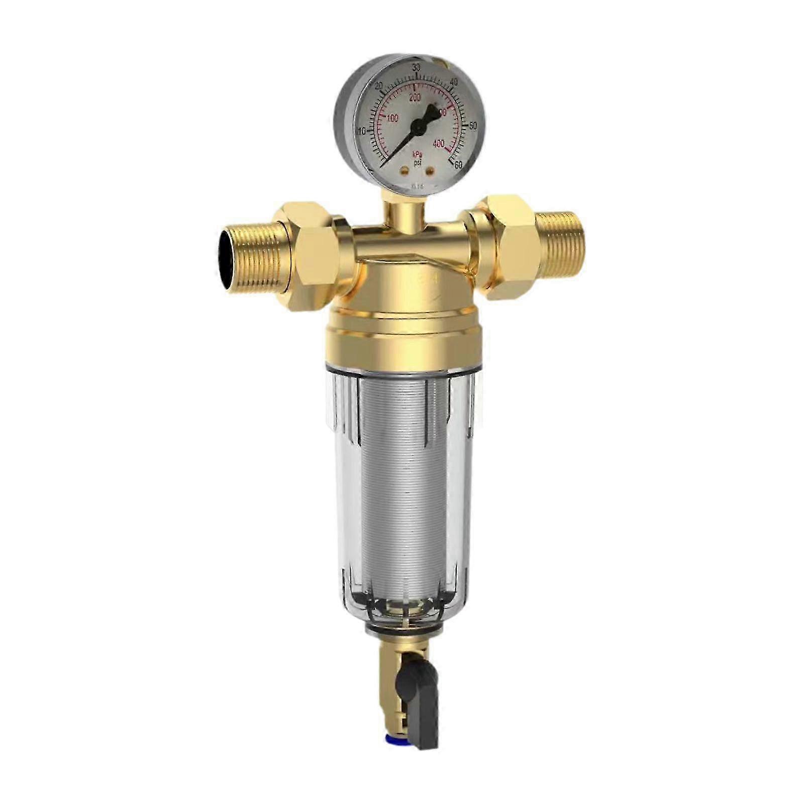 Backwash Pre-Filtration System with Pressure Regulator, Spin Down Filter Replacement for Home Kitchen Bathroom