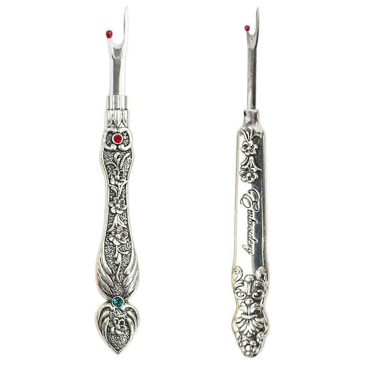 Découseurs de couture vintage pour la couture et l'artisanat, retrait des ourlets et des coutures (2 pièces argentées)