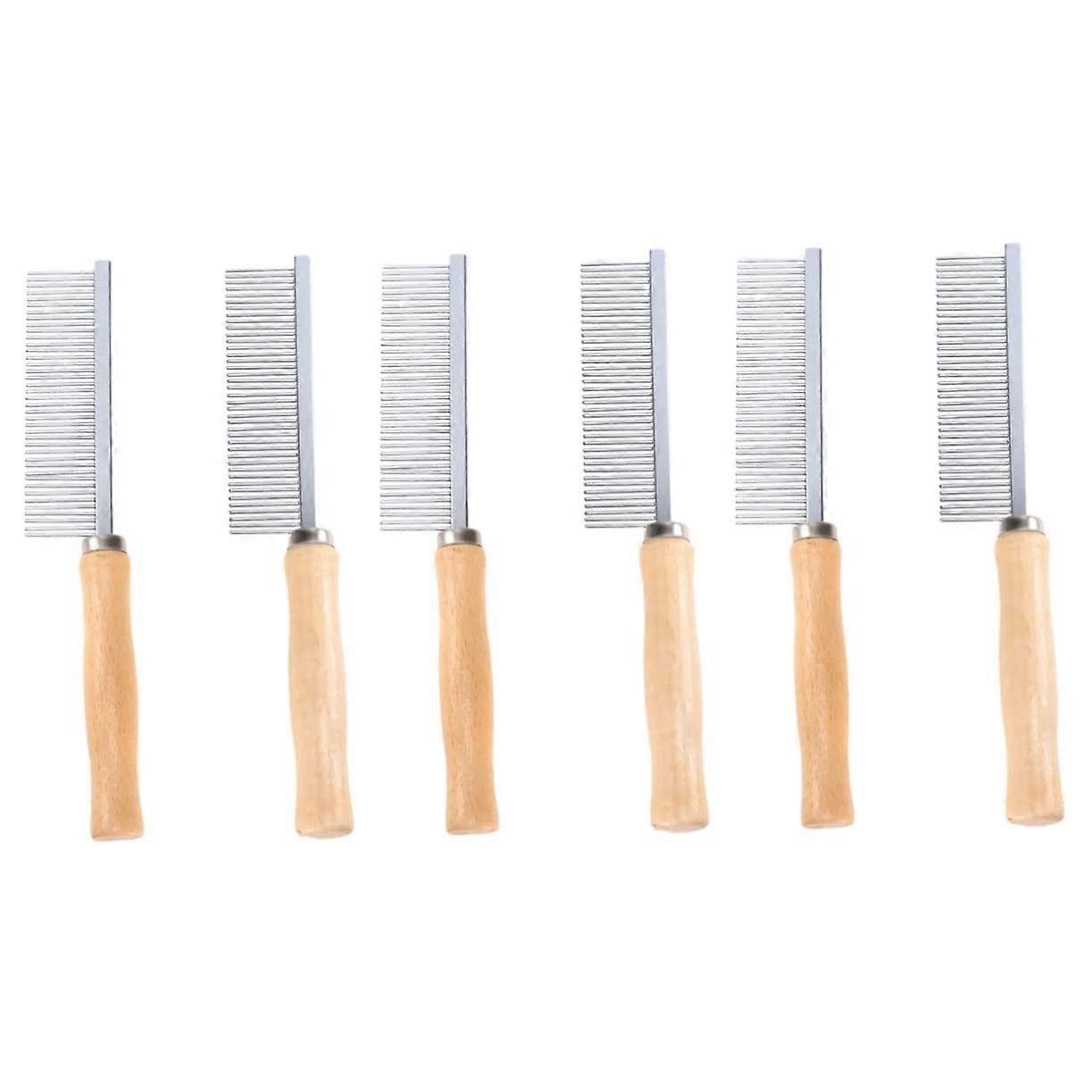 Dog Brush Set with Wooden Handle, Pin Brush for Poodles, Stainless Steel Comb, 3 Sets of 2 Pieces Each