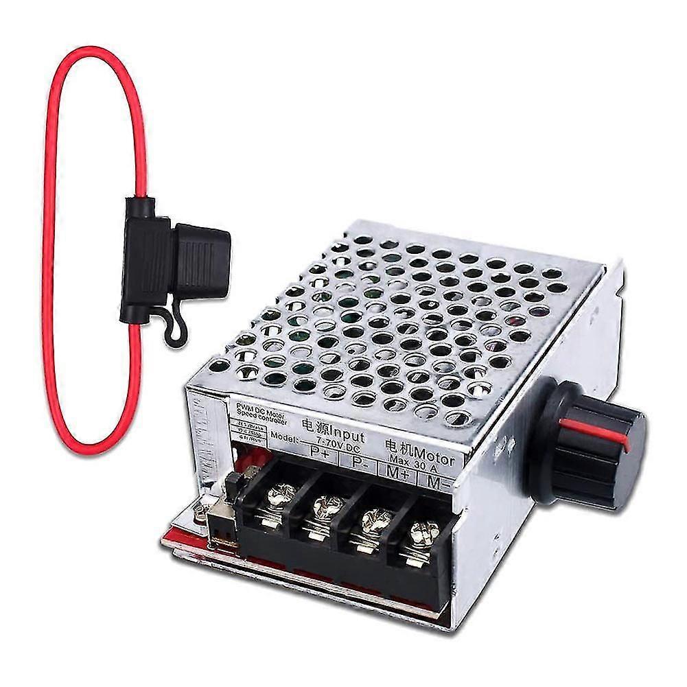 Contrôleur de vitesse de moteur CC PWM 7-70 V 30 A, interrupteur de commande 12 V 24 V 36 V 48 V avec fusible 30 A