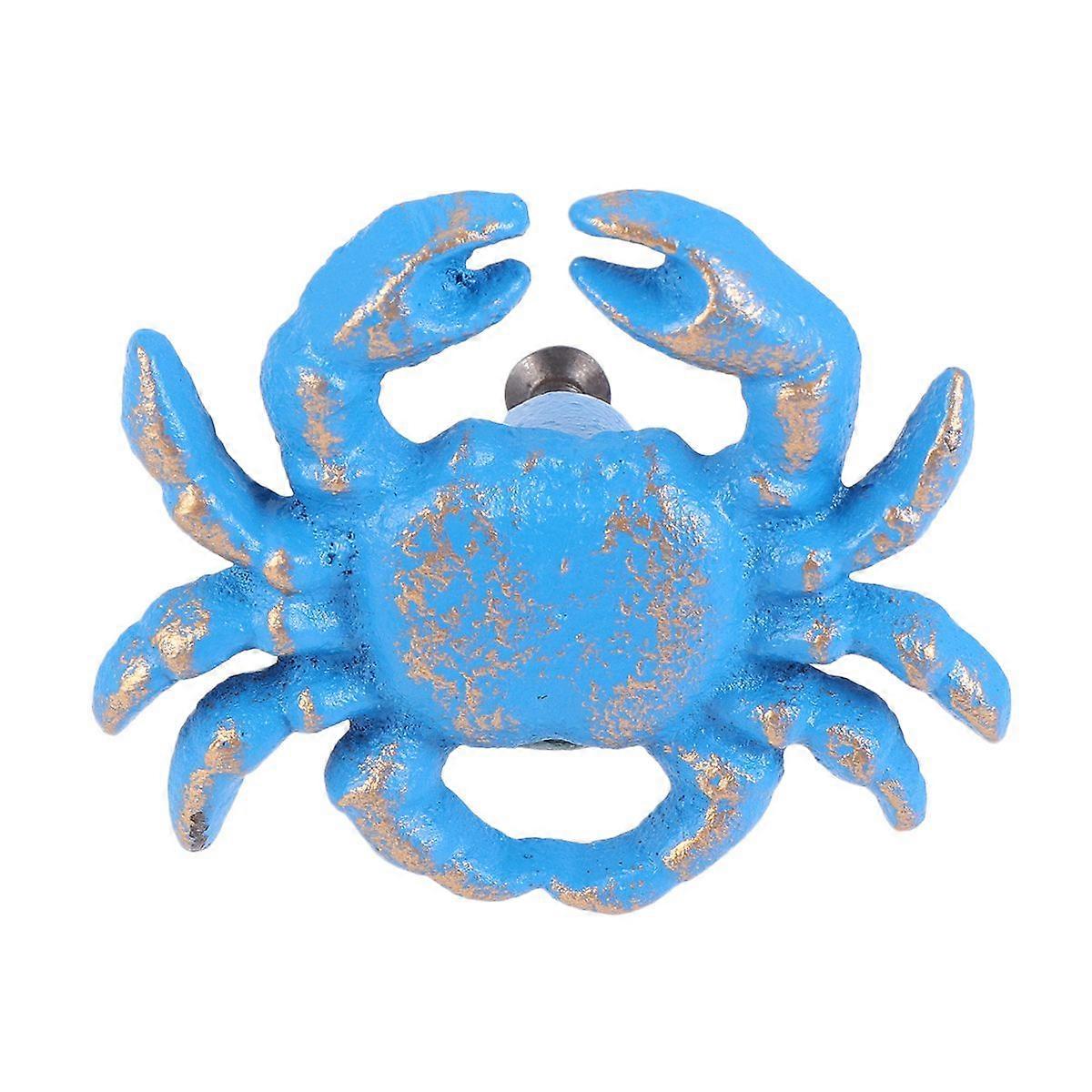 Ocean Design Pull Bar Cast Iron Knob Mediterranean Drawer Handle Single Hole Handle for Home Room Office Shop (Sky-blue)