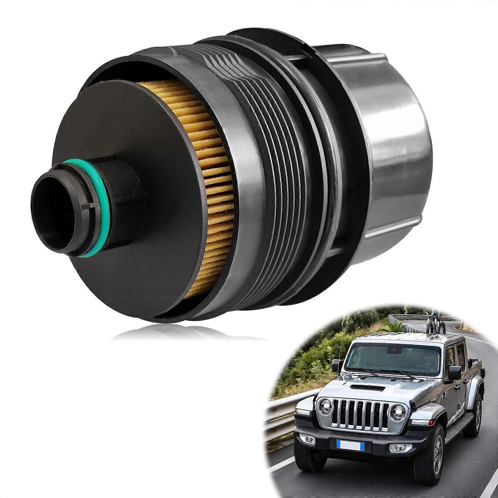 Oil Filter and Cap Assembly Compatible with Jeep   Wrangler JL, Gladiator,   Ram 1500 DT Replaces 68507598AA 68498720AA