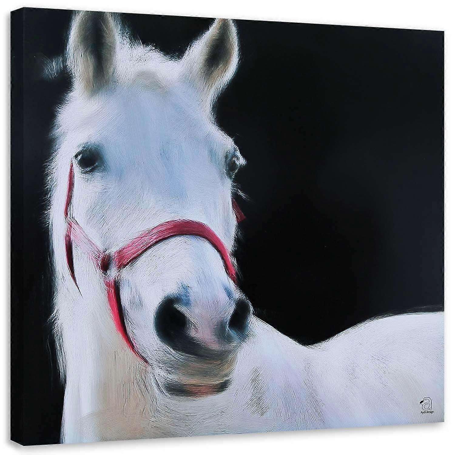 Lienzo, Cabeza de caballo blanca - 30x30