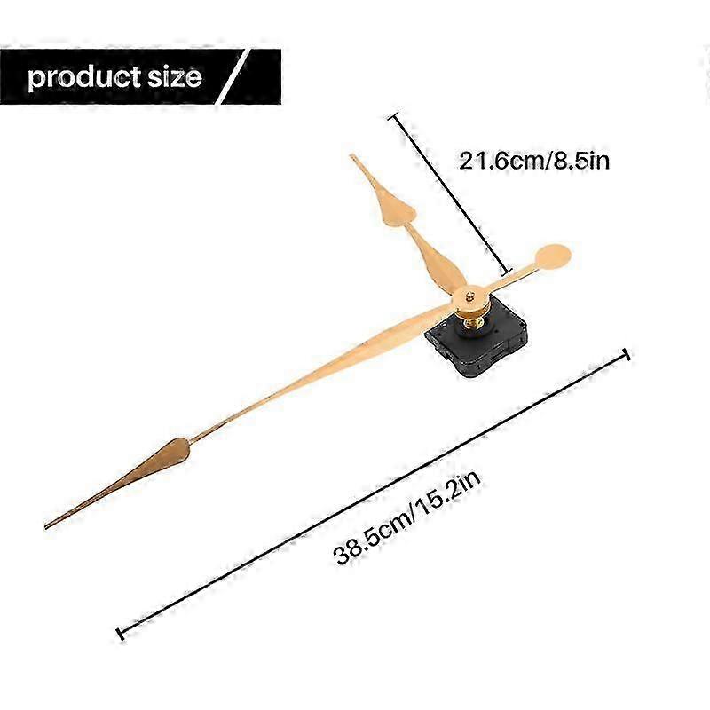 High Long Shaft Clock Movement Mechanism with 12 Inch Long Spade Hands (Gold)