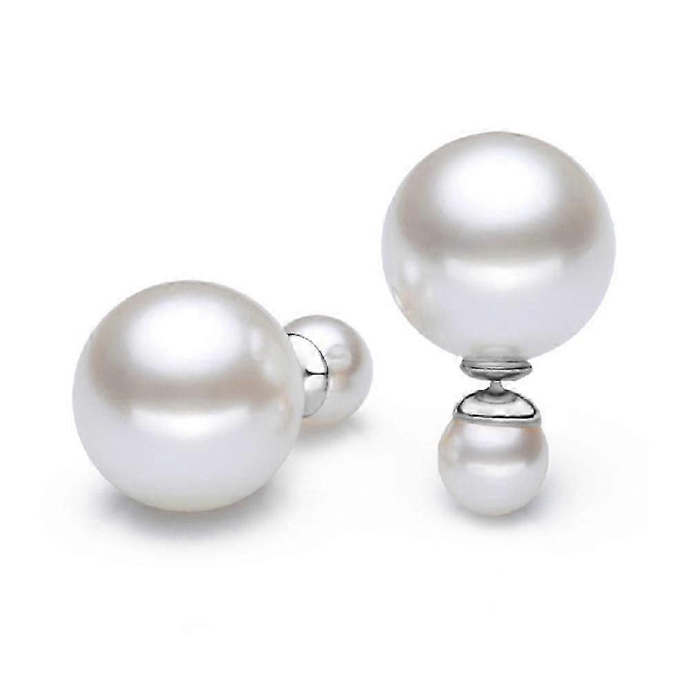 עגילי פנינה דו צדדיים אלגנטיים עם עגילי פנינה קדמיים ואחוריים - תכשיטי כסף סטרלינג 925