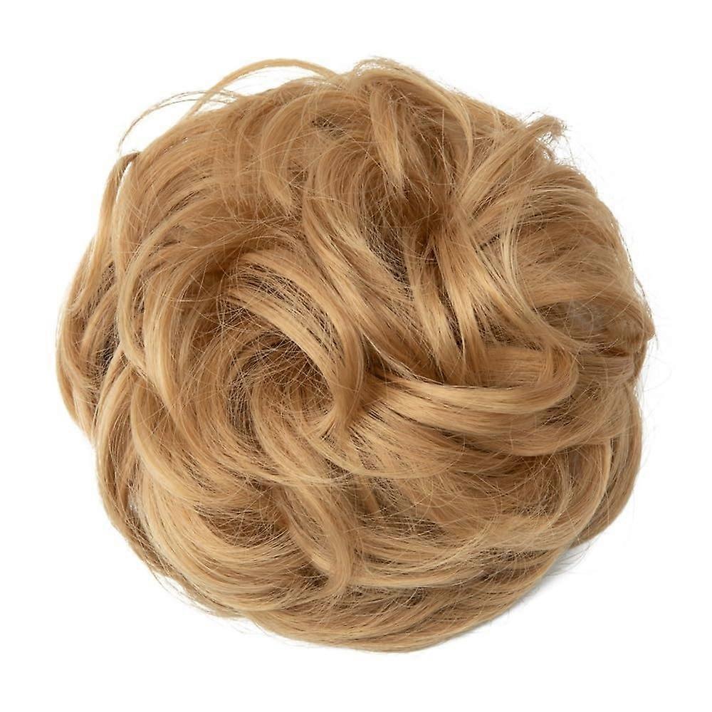 كعكة الشعر ، HighTemp الألياف الاصطناعية Messy Bun Updo قطعة شعر للنساء ملحق تصفيف مقاوم للحرارة للنساء (أصفر) المرجع: 2800