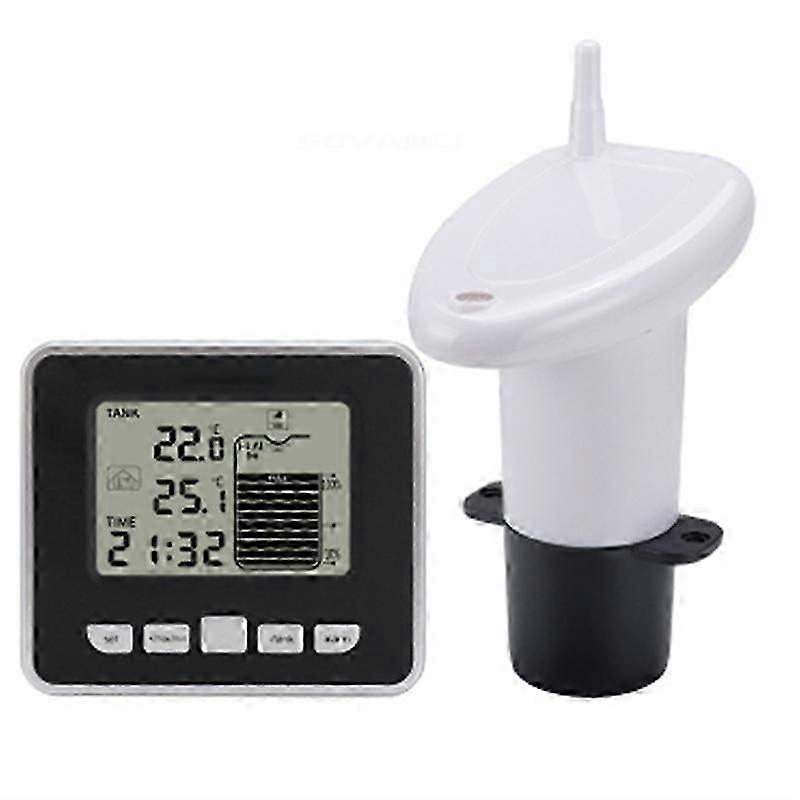 Wireless Ultrasonic Water Tank Liquid Level Meter with Temperature Sensor Water Level Time Display L