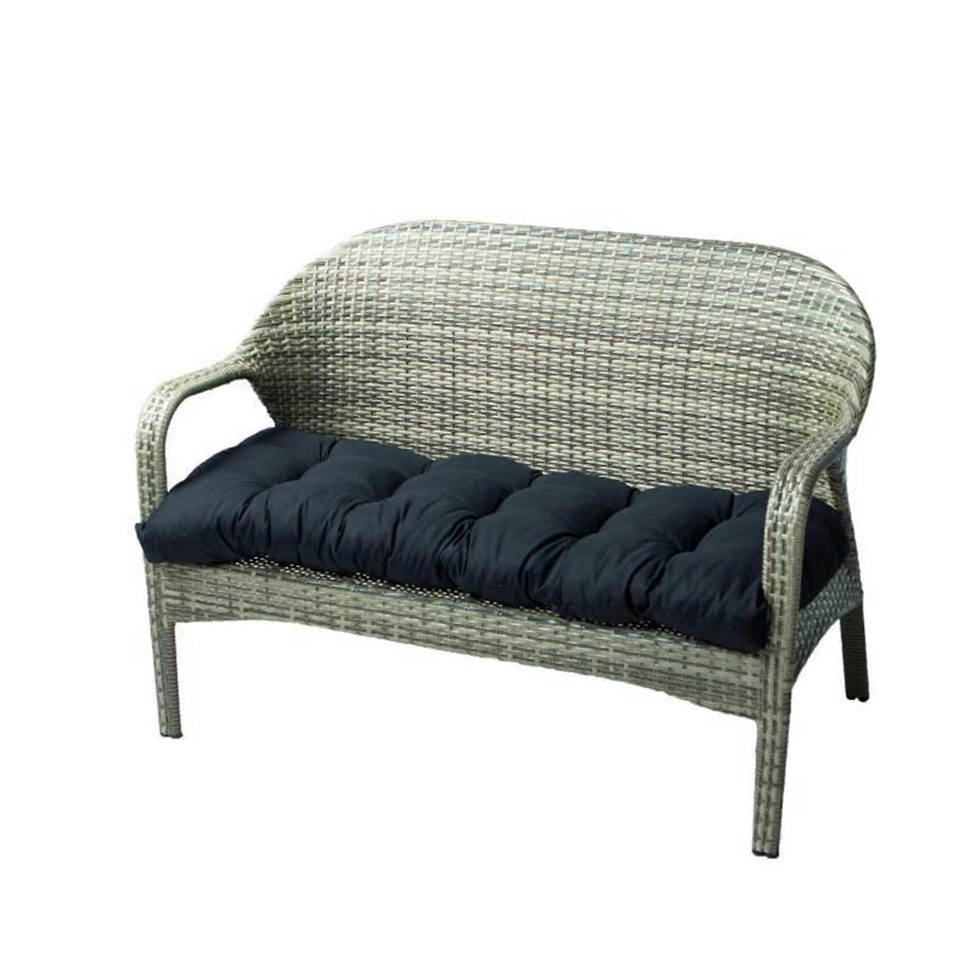 Garden Bench Cushion for Swing Chair, 10 cm Thick, 130 x 50 cm, Black, Suitable for 2-3 Seater Patio Furniture, Ties Included