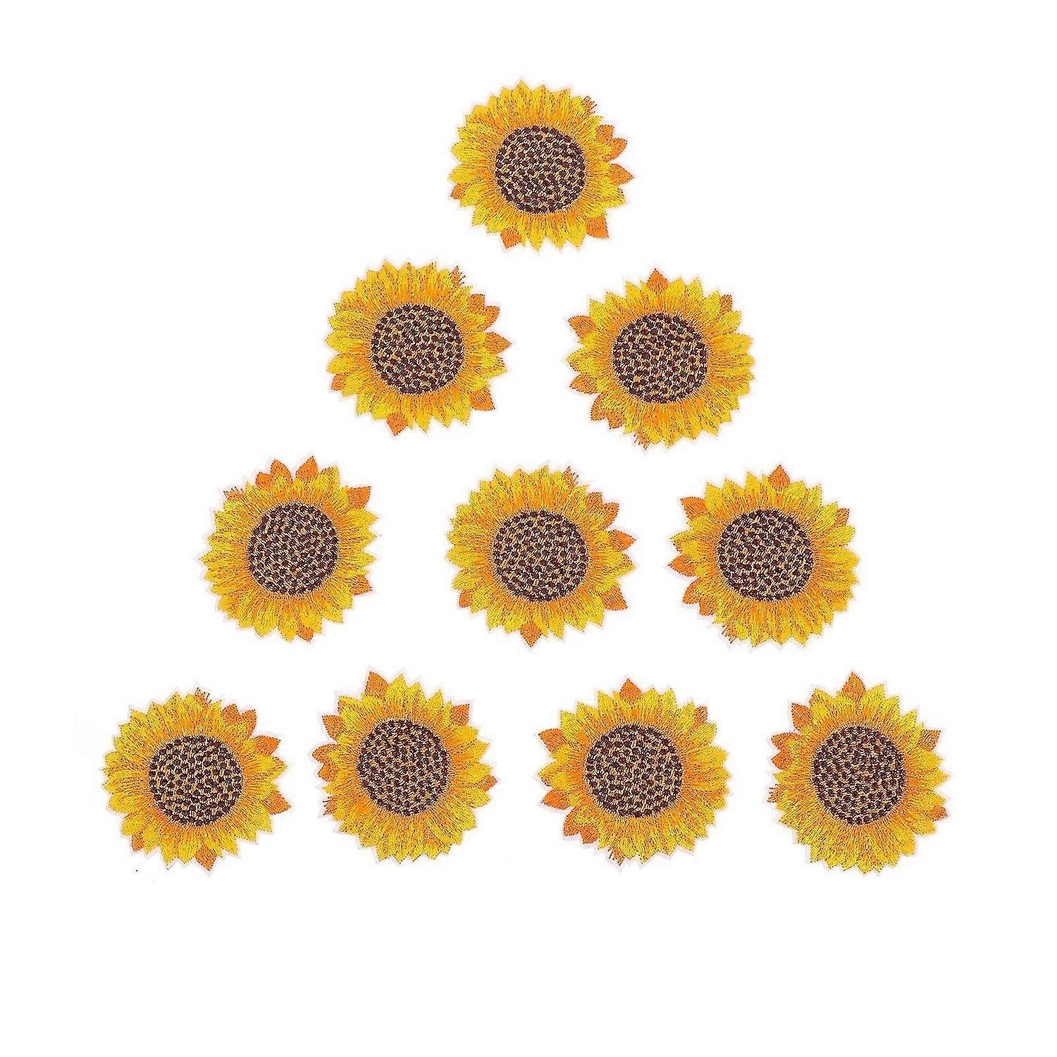 10 Pcs Floral Decals Bag Patch Sunflower Embroidery Patch Flower Embroidered Patch Decked Decore