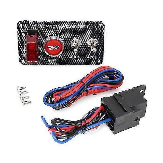 Universal 12V LED Toggle Ignition Switch Panel Engine Start Push Button Set Suitable for High-Speed and Racing Vehicles