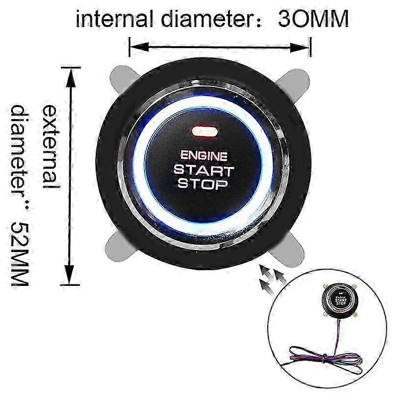 1 Pc 12V Auto Replacement Car Engine Start Stop Push Button Keyless Entry Ignition Starter Switch for Compatible Vehicles