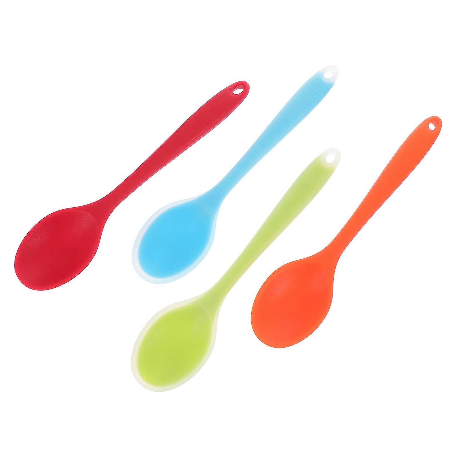 Silicone Spoons for Home Use Assorted Color Healthy and Safe with Ergonomic Handle 4Pcs