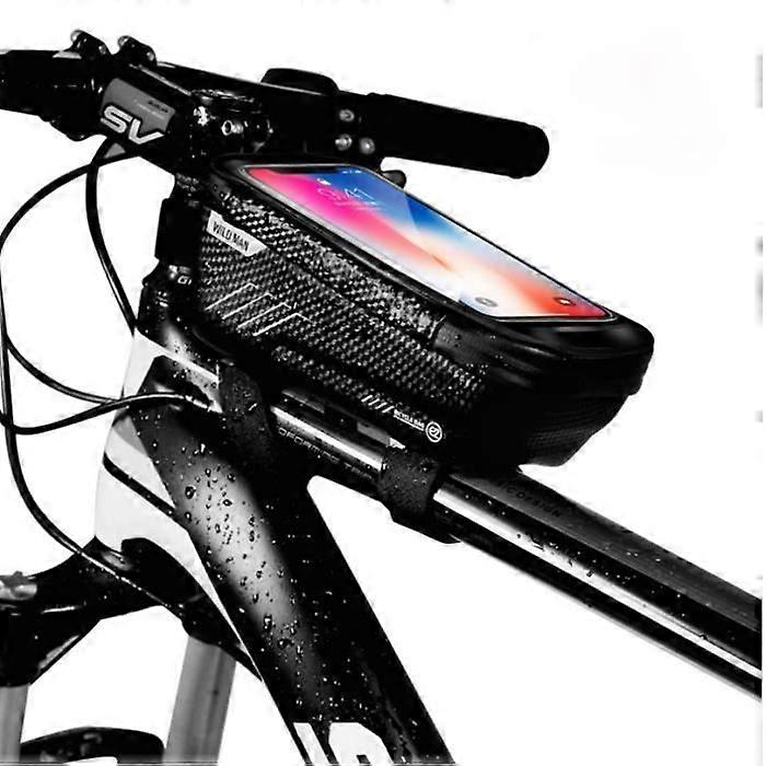 Bicycle Frame Bag - Waterproof - Touchscreen - 3 Nylon Loops - for 7" Phone