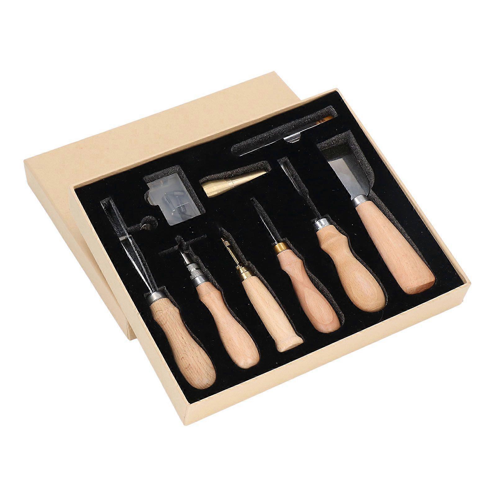 2025 Latest Model  Leather Working Tools Set Log Color Curved Handle DIY Hand