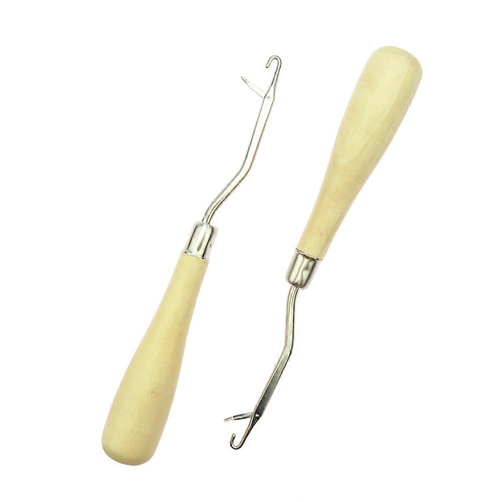 Weaving Needles Latch Hook Tool for Knitting Projects 2Pcs Wooden Crochet Hooks