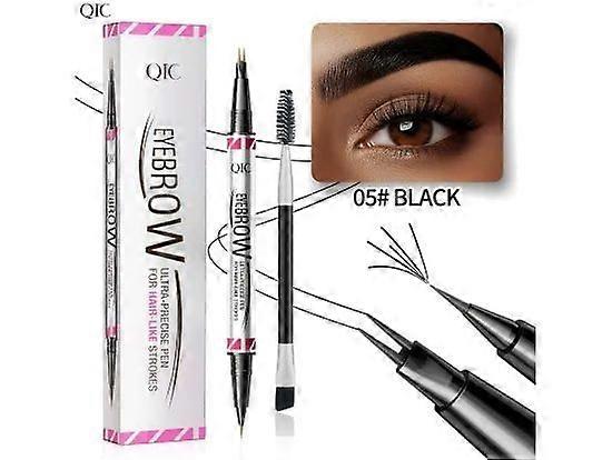 Eyebrow Pencil, Eyebrow Pen, Brow Pencil 2-in-1 Dual-Ended Microblading Eyebrow Pencil with Micro-Fork-Tip & Precise Brush-Tip Crease Natural Hair-Lik