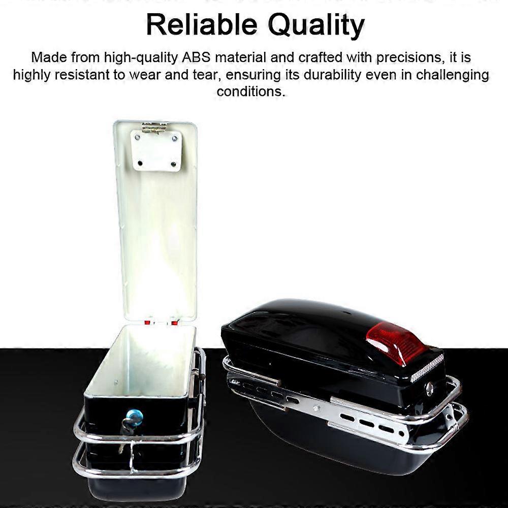 Universal Motorcycle Hard Saddlebags Rear Trunk with Light and Lock 1 Pair
