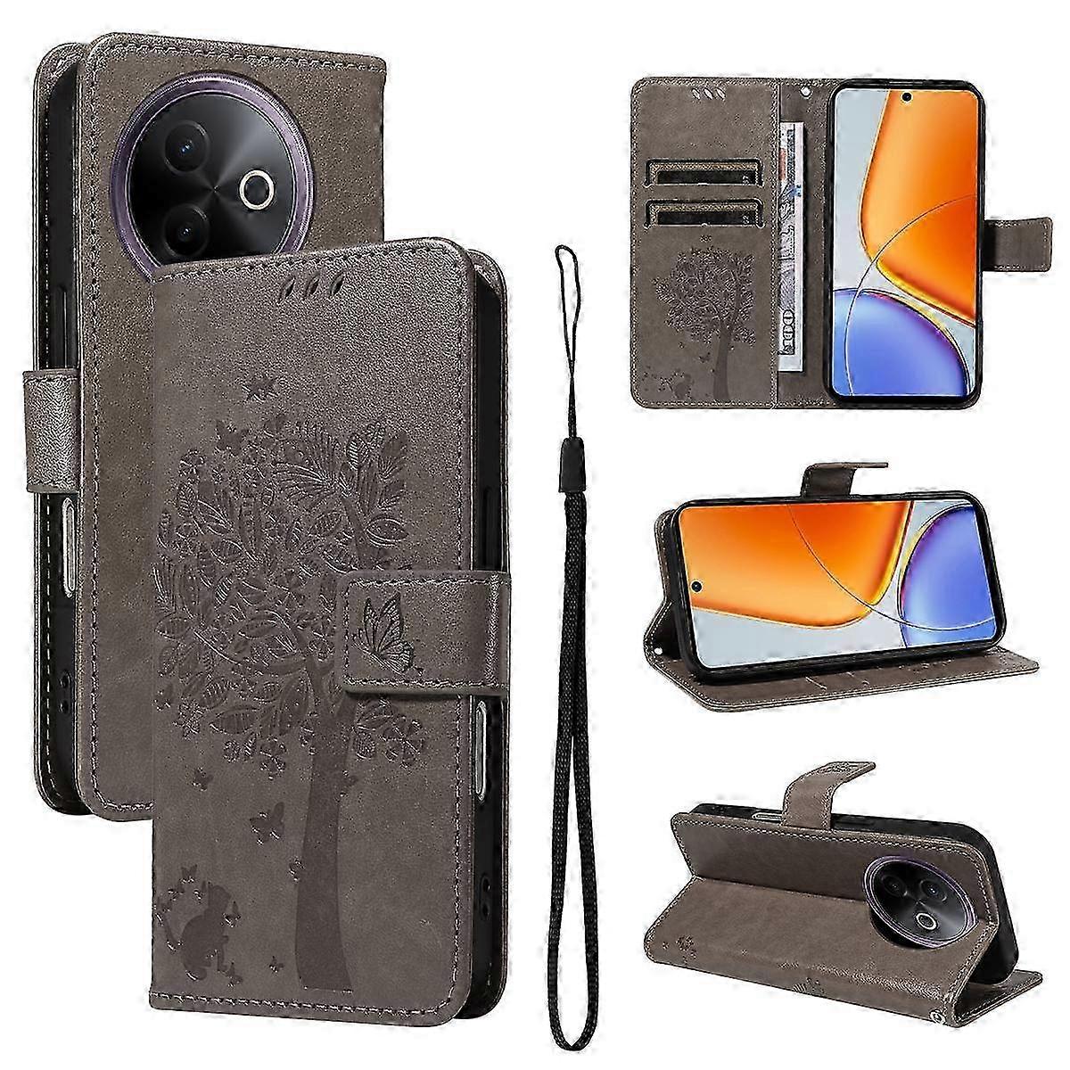 Tree & Cat Emed Flip Leather Phone Case for  &