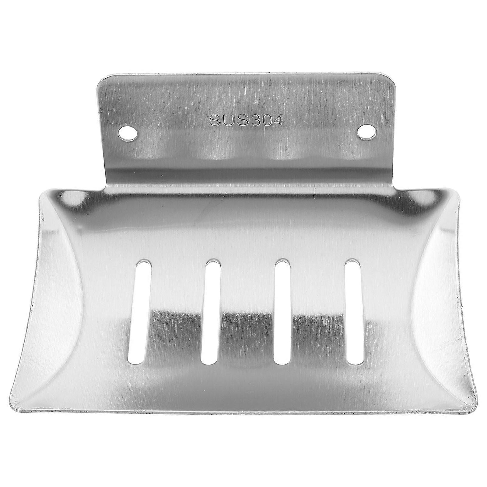 Bathroom Soap Dish With Drain Aviation Aluminum Square Shape For Home Use Silver 1Pack