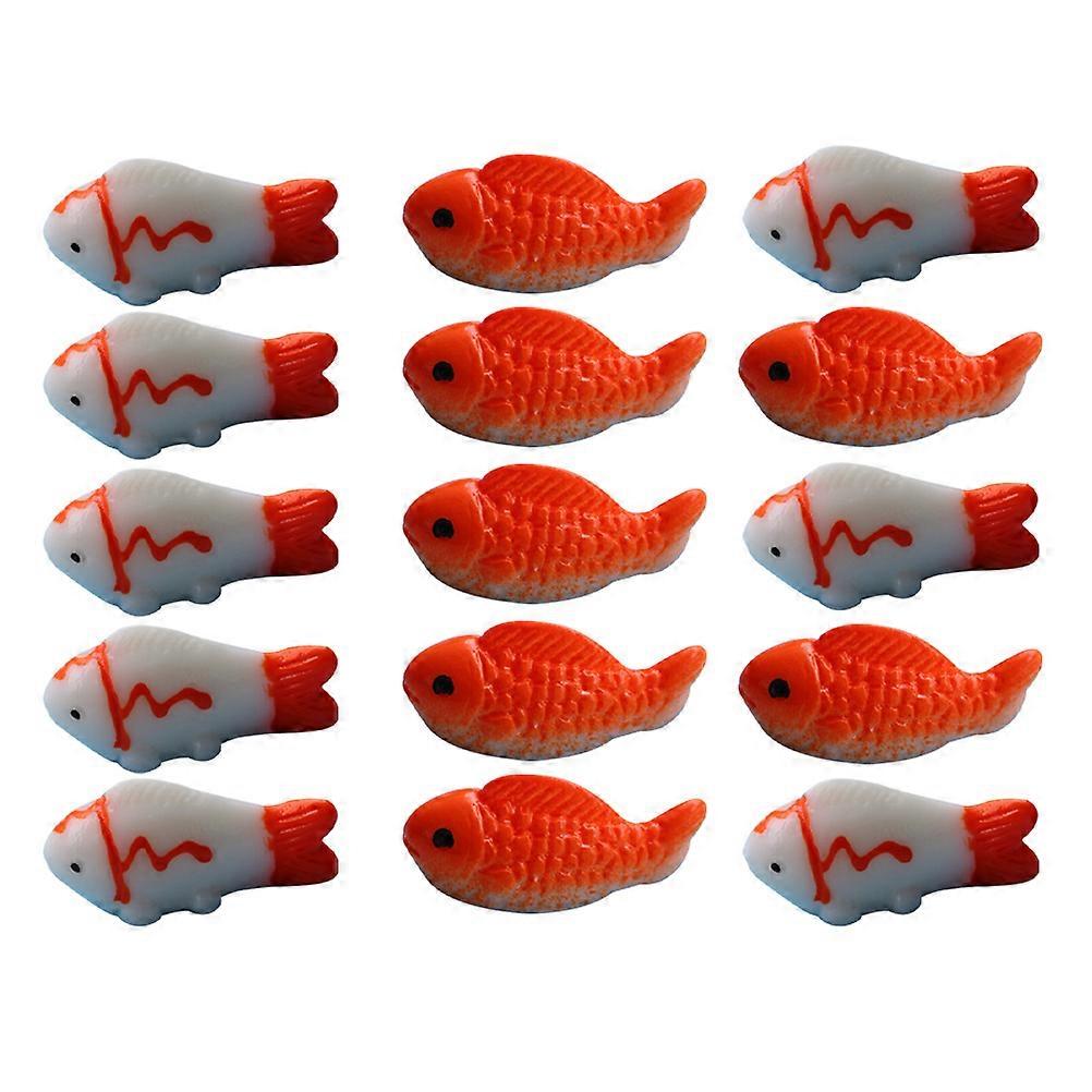 Decorative Goldfish Statue Realistic Design Fish Tank Decor Resin Material Waterproof 15Pcs