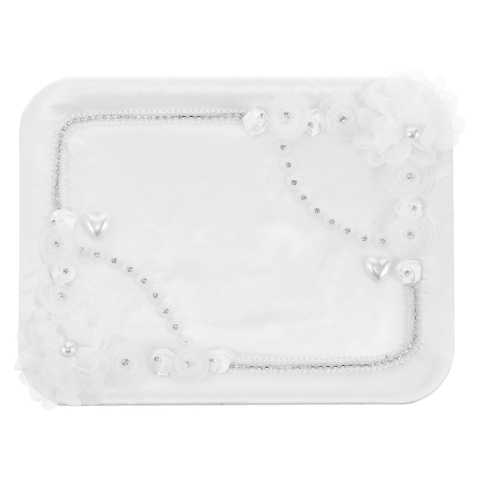 Perfume Holder Tray Elegant Design Rectangular Lace-Edged White 38.00X28.50X4.00Cm Storage Display Decoration 1Set