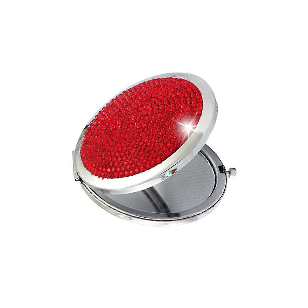 Travel Mirror Folding Round Makeup Mirror Portable Metal Compact Design For Girls 7x5x1.7cm 1Pack
