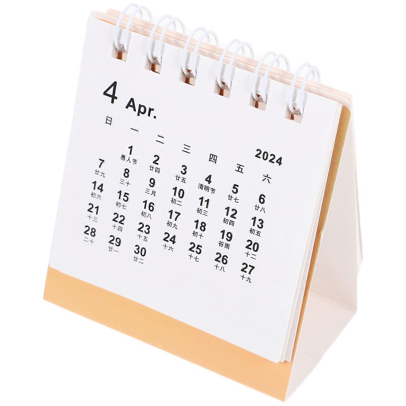 Decorative Monthly Calendar Standing Calendar Office Use Thick Paper Coil Binding 3.5X2.6X0.4in 1Pack