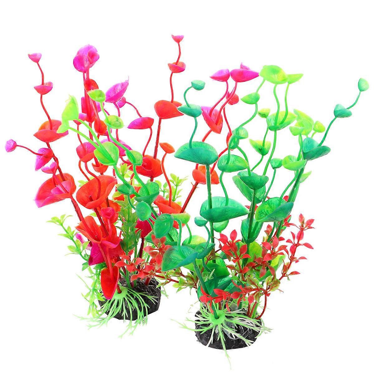 水槽の装飾ミニチュア水生植物水族館魚の緑の20x8cm葉の形2個のための隠れ場所