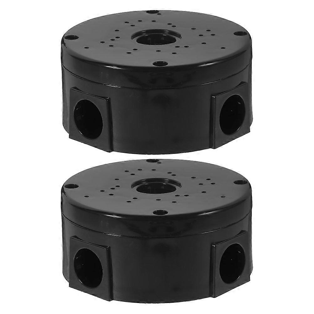 Round Electrical Boxes Hide Cable for Wall Mounting Black 2Set