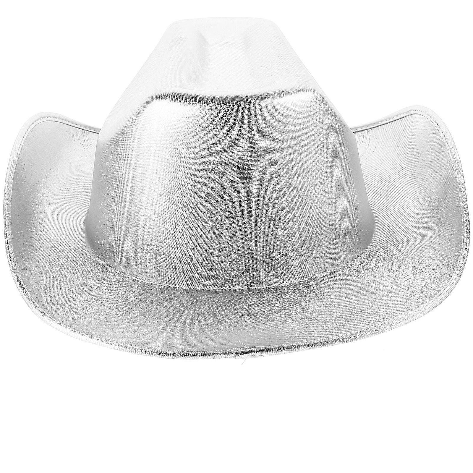 Cowgirl Hat Glitter Party Accessory Silver Wide Brim 1Set