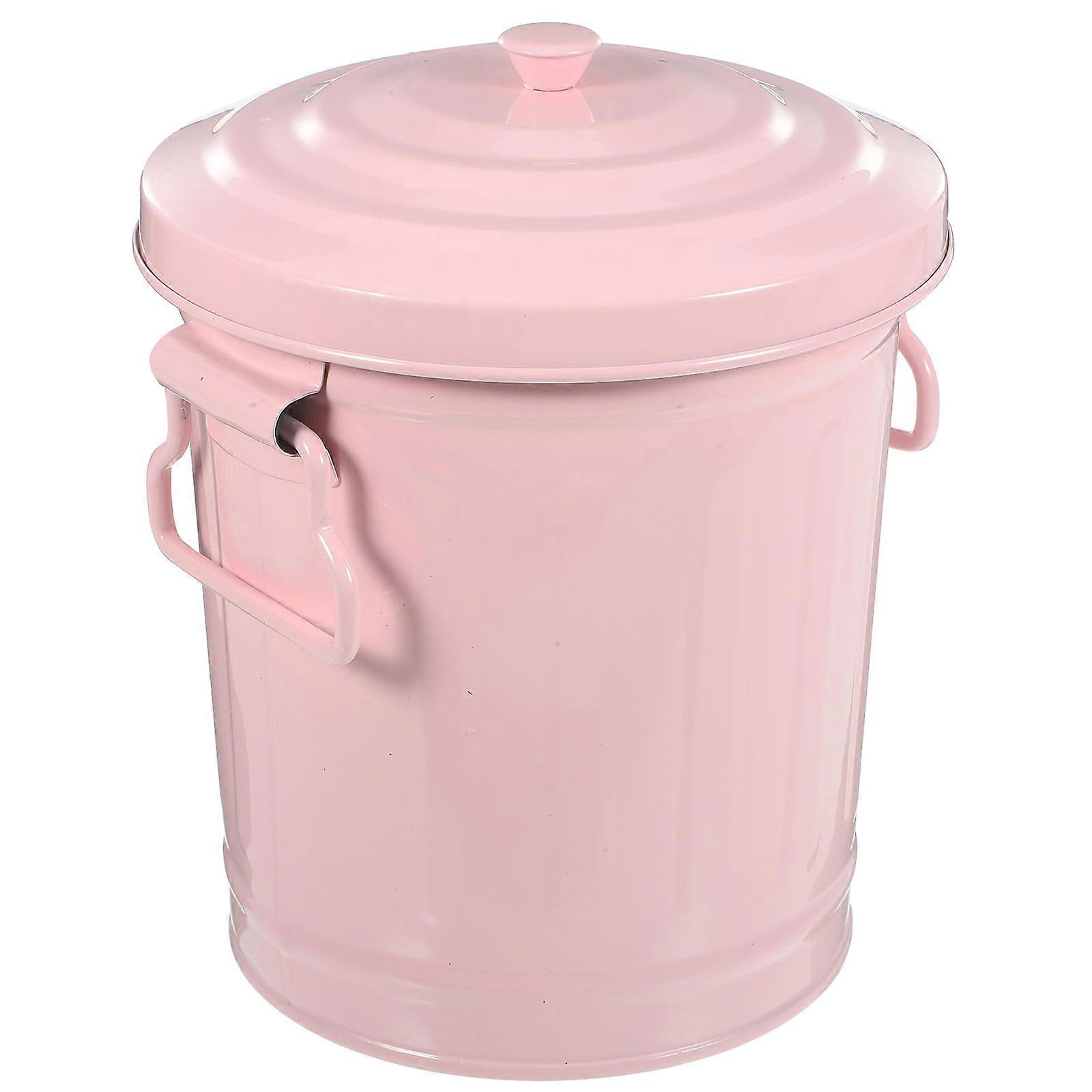 Small Trash Can Desk Trash Can Student Dormitory Pink 18.50X14.50X14.50CM Odor Prevention 1Pack
