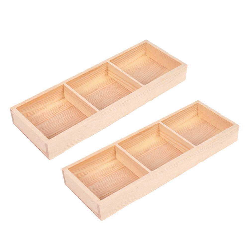 Wooden Storage Box for Organization in Khaki Color Made of Synthetic Material 3 Lattices